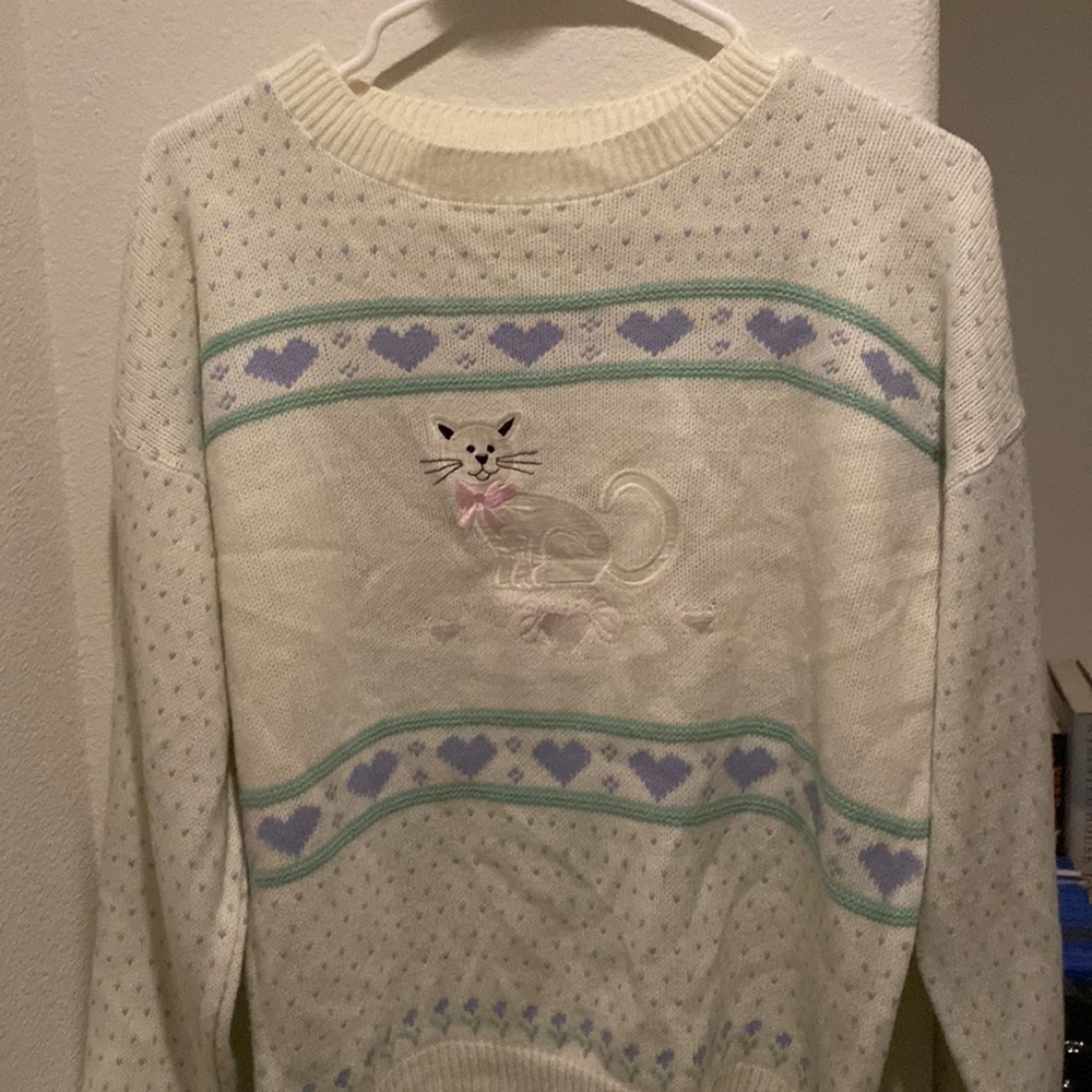 80/90s vintage kitty sweater